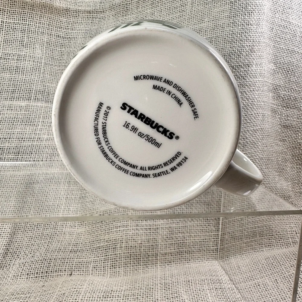 Starbucks Siren‎ Logo Coffee Mug 16.9 oz White Green 2017